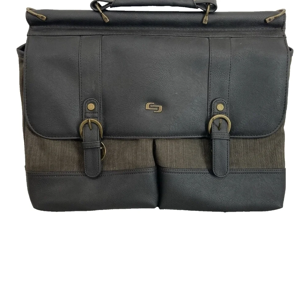 Solo Black and Brown Men's Briefcase